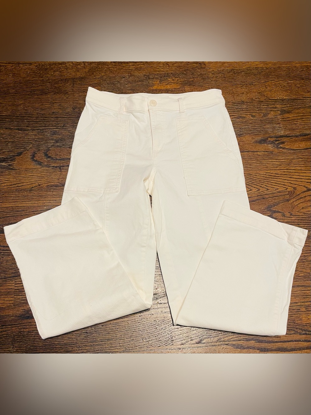 LOFT casual women’s Cream Wide-Leg Ankle Pants size 4 82% cotton - Picture 6 of 12